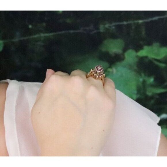 14k Yellow Gold Natural Diamond, Ruby, Blue Sapphire Ring Size 5 1/2 - Picture 4 of 8